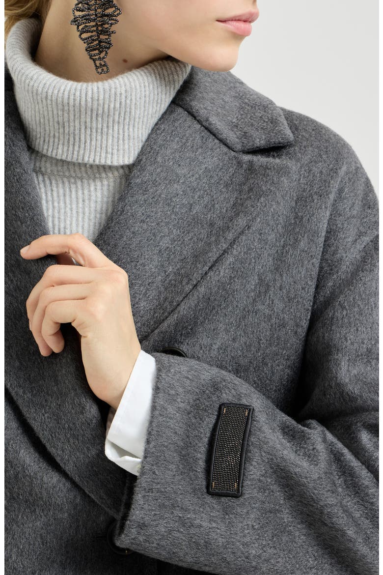 Cashmere double beaver cloth pea coat, Alternate, color, Anthracite