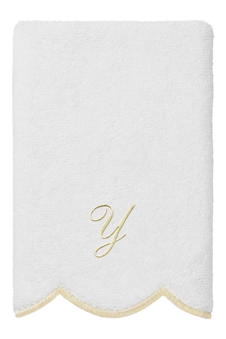 Adornia Scallop Initial 3-Piece Towel Set, Alternate, color, WHITE/ BEIGE Y