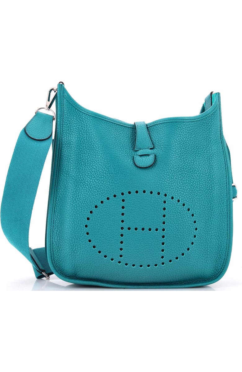 Pre-Owned Hermes Evelyne Bag Gen III Clemence PM, Main, color, Bleu Izmir