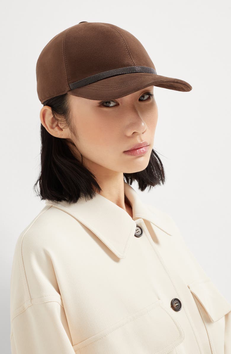 Brunello Cucinelli Baseball Cap with monili, Alternate, color, Ebony