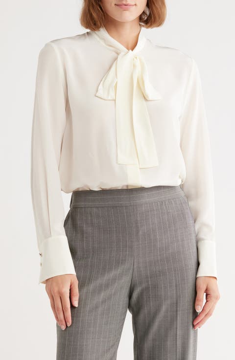 Bitoa Tie Neck Silk Top