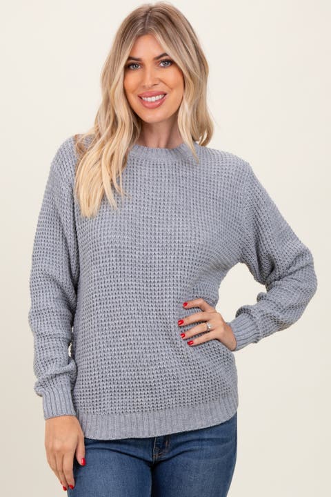 Waffle Knit Rounded Hem Sweater