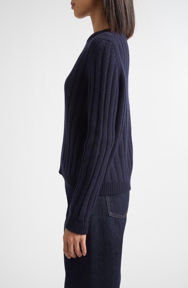 Johnstons of Elgin Lecht Cashmere Rib Crewneck Sweater, Alternate, color, Dark Navy