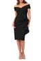 Ruffle Off the Shoulder Scuba Crepe Cocktail Dress