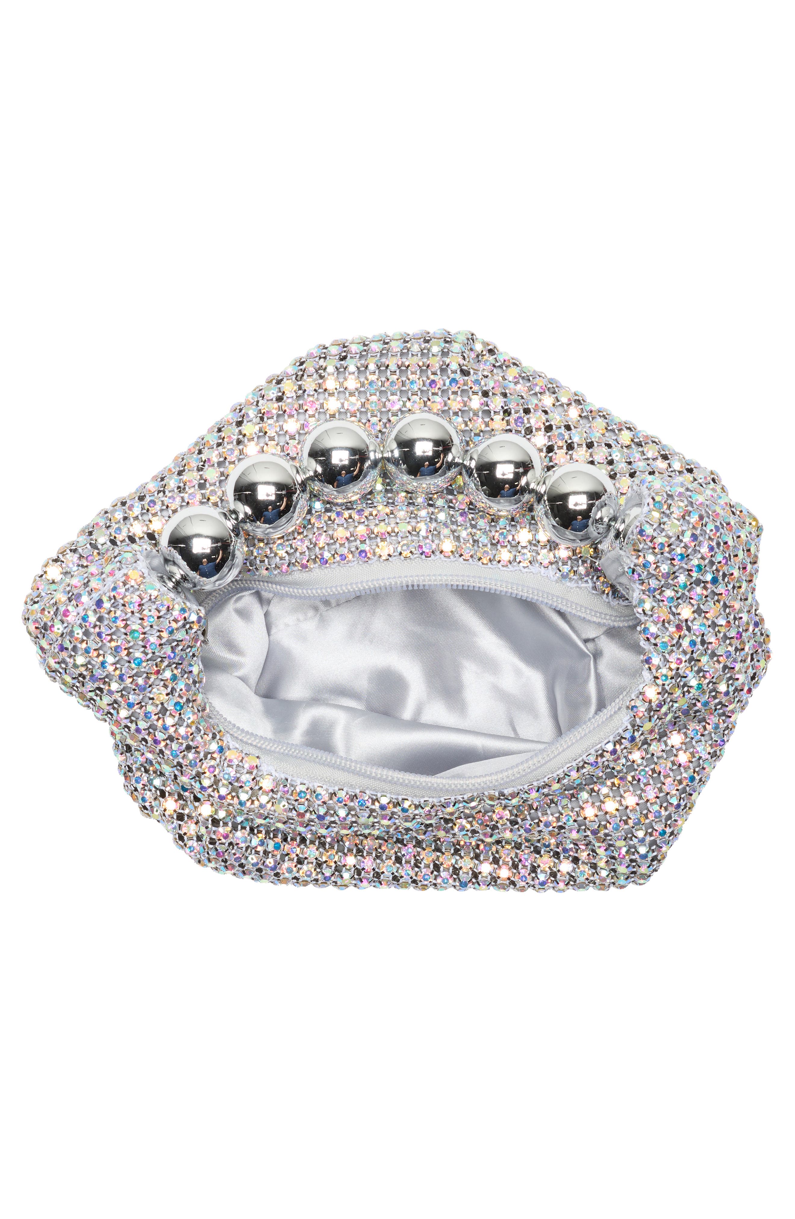 Jessica McClintock Clementine Clutch, Alternate, color, Irridescent Silver