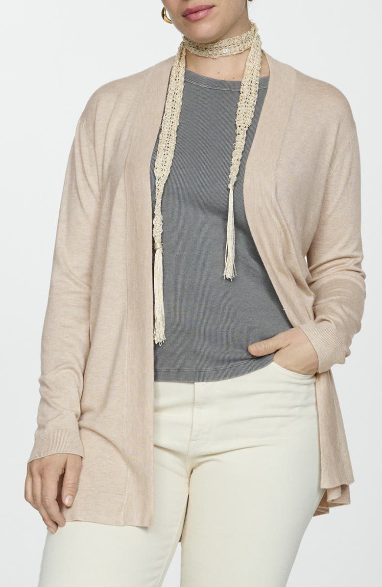 MANGO Longline Cardigan, Alternate, color, Sand