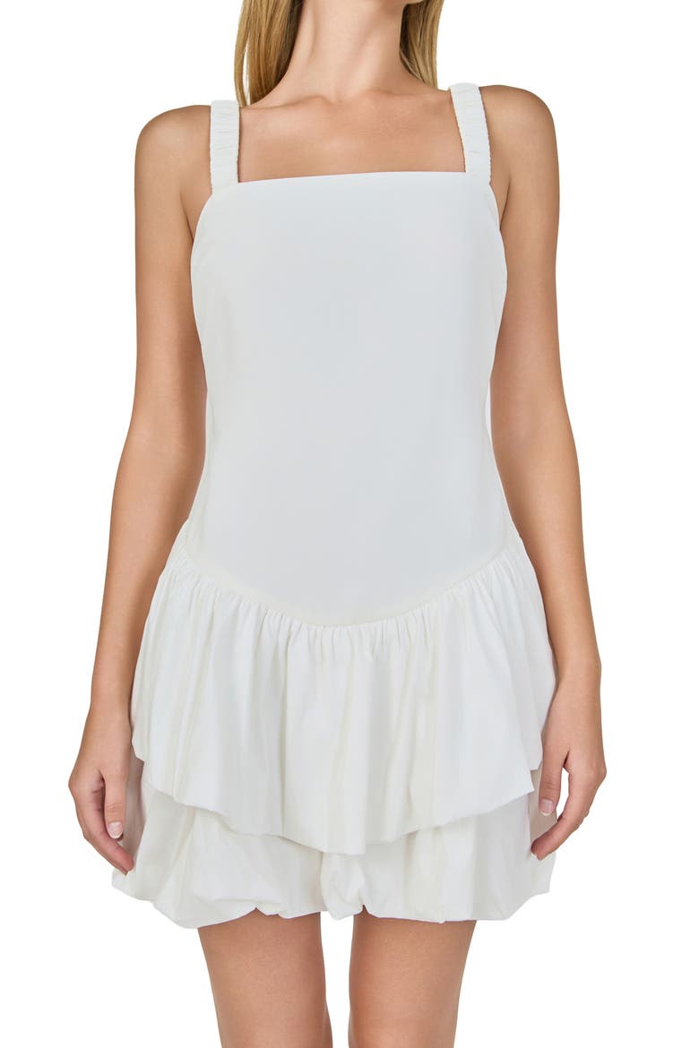 Tiered Bubble Hem Sleeveless Minidress, Alternate, color, IVORY