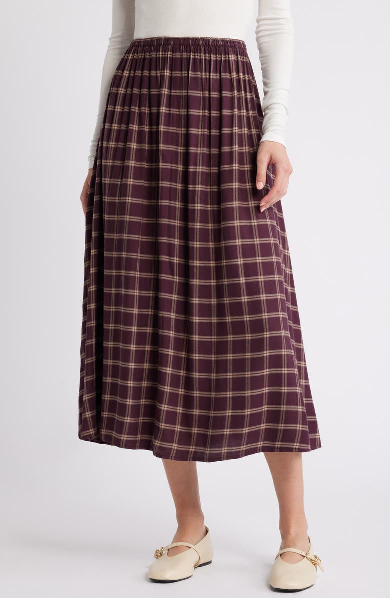Treasure & Bond Plaid Midi Skirt, Main, color,