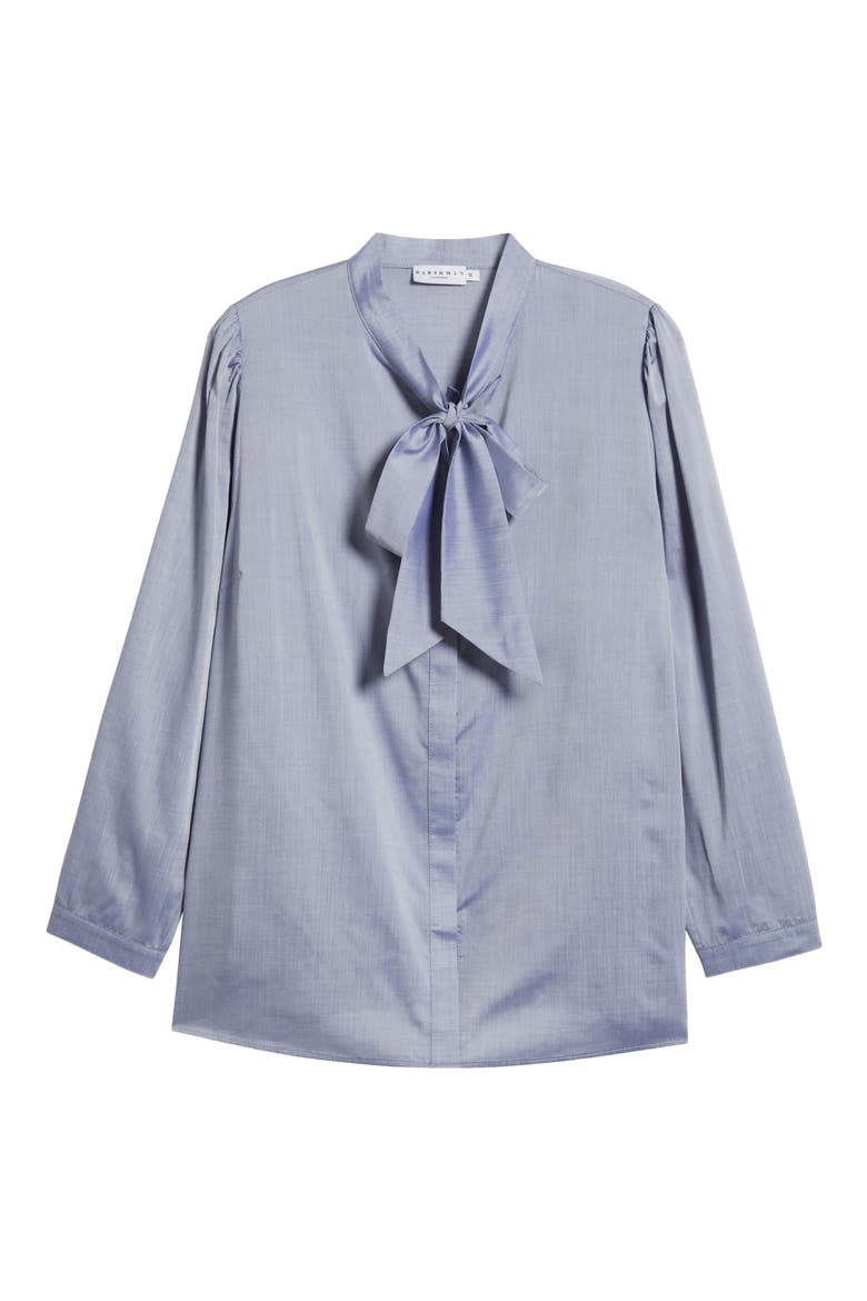 Aveline Tie Neck Button-Up Shirt, Alternate, color, ICE BLUE