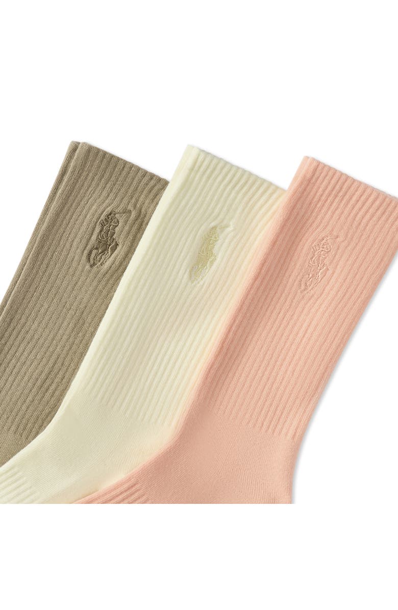 Polo Ralph Lauren Assorted 3-Pack Washed Cotton Blend Crew Socks, Alternate, color, Peach