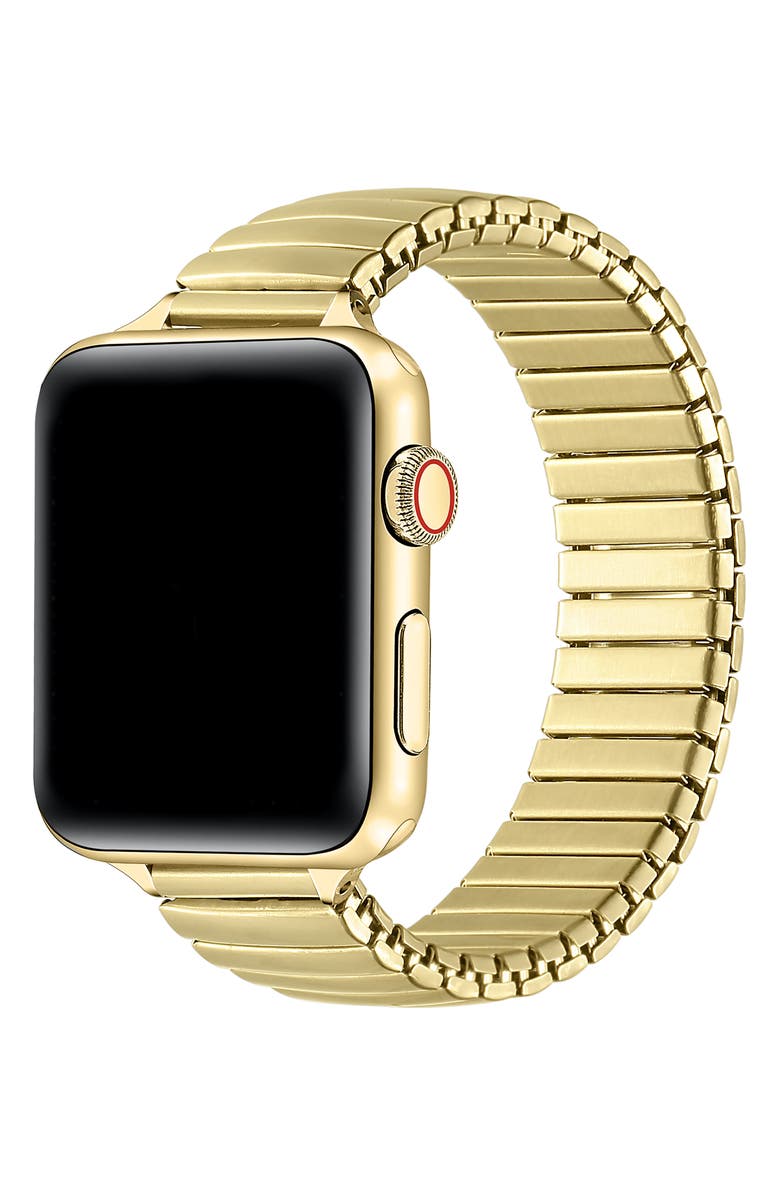 The Posh Tech Slink Skinny Elastic Stainless Steel Apple Watch<sup>®</sup> Watchband, Alternate, color, Gold