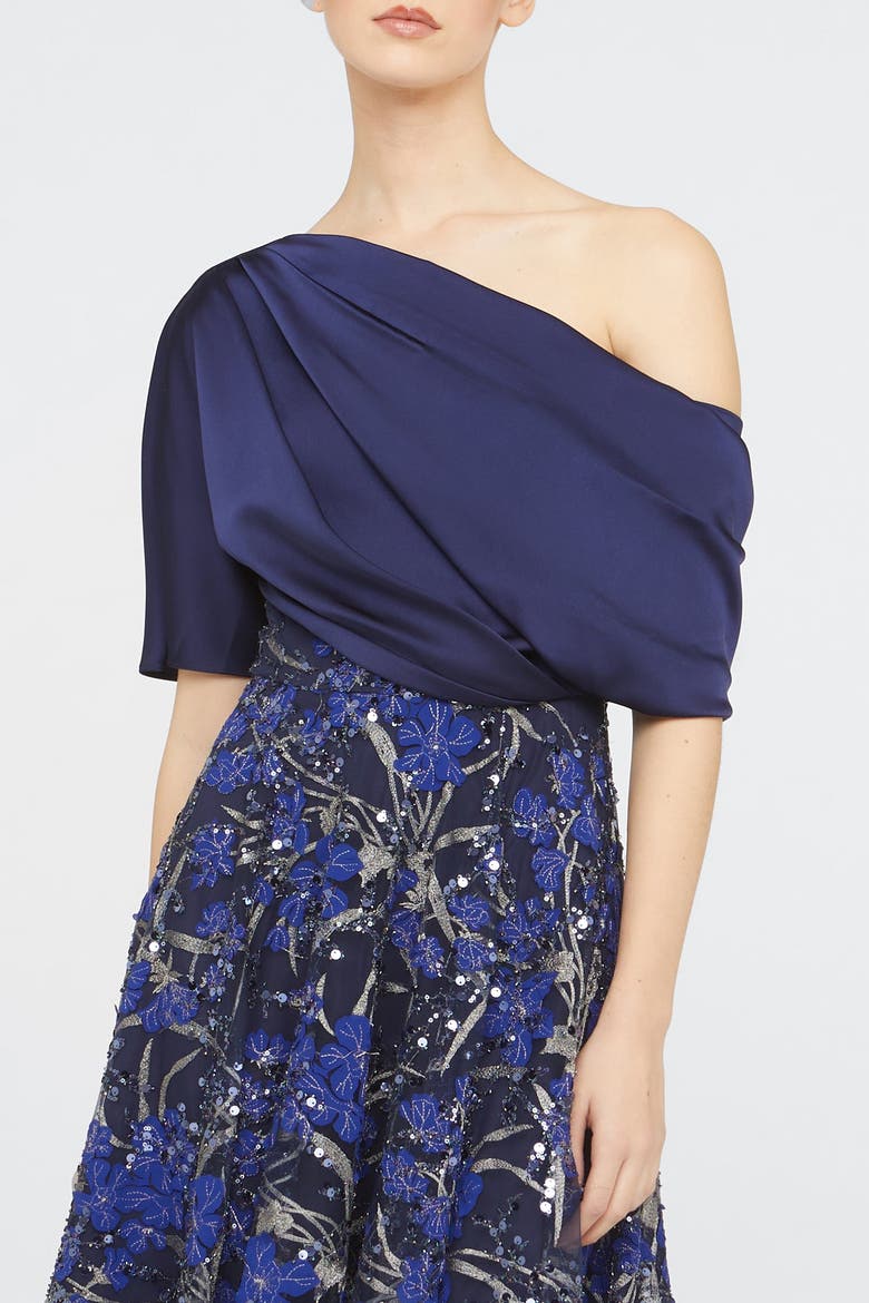 Emory One Shoulder Dress, Alternate, color, Navy