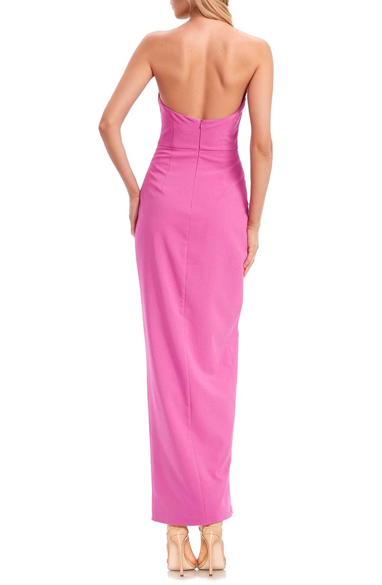 Jewel Badgley Mischka Halter Neck Stretch Satin Crepe Sheath Gown, Alternate, color, 