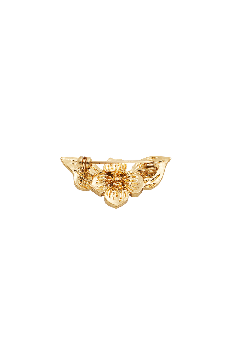 Poppy Anemone Enamel Brooch, Alternate, color, Gold