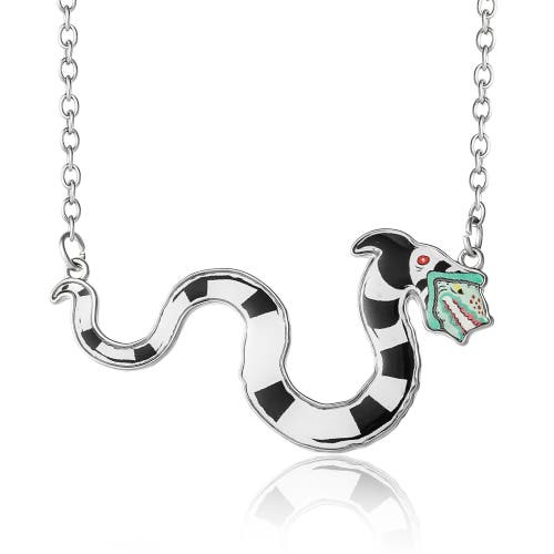 Beetlejuice Sandworm Pendant Necklace, 18"+3" In Metallic