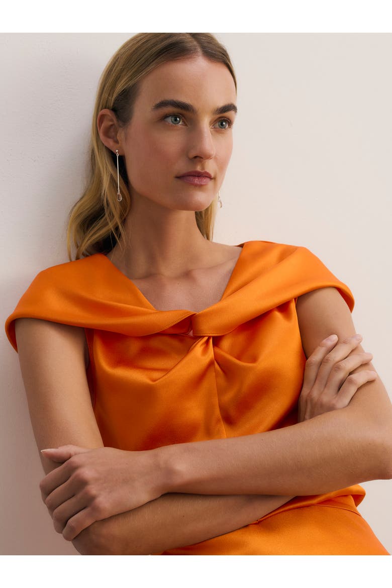Draped Bardot Knot Blouse, Alternate, color, Orange