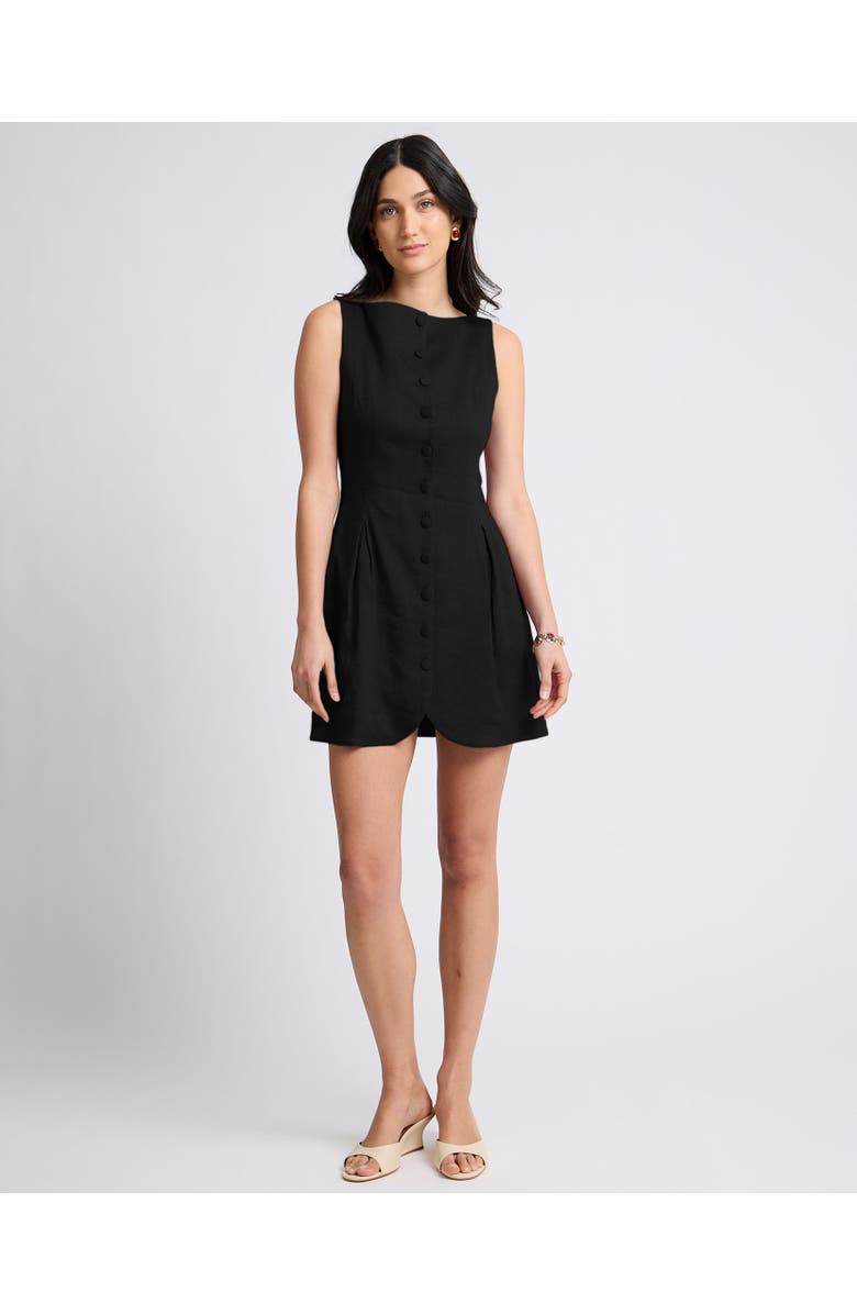 Onia Boatneck Button Front Dress, Main, color, Black