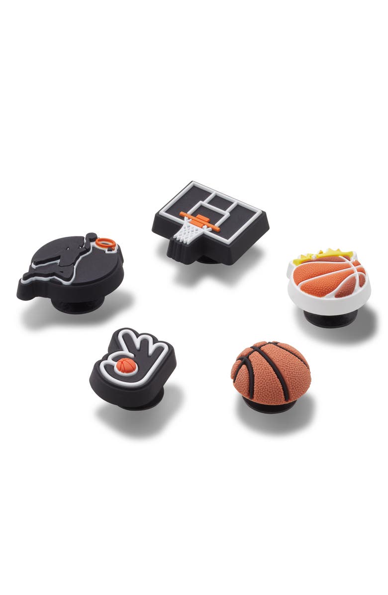 CROCS Basketball Team 5-Pack Jibbitz Shoe Charms, Alternate, color, White