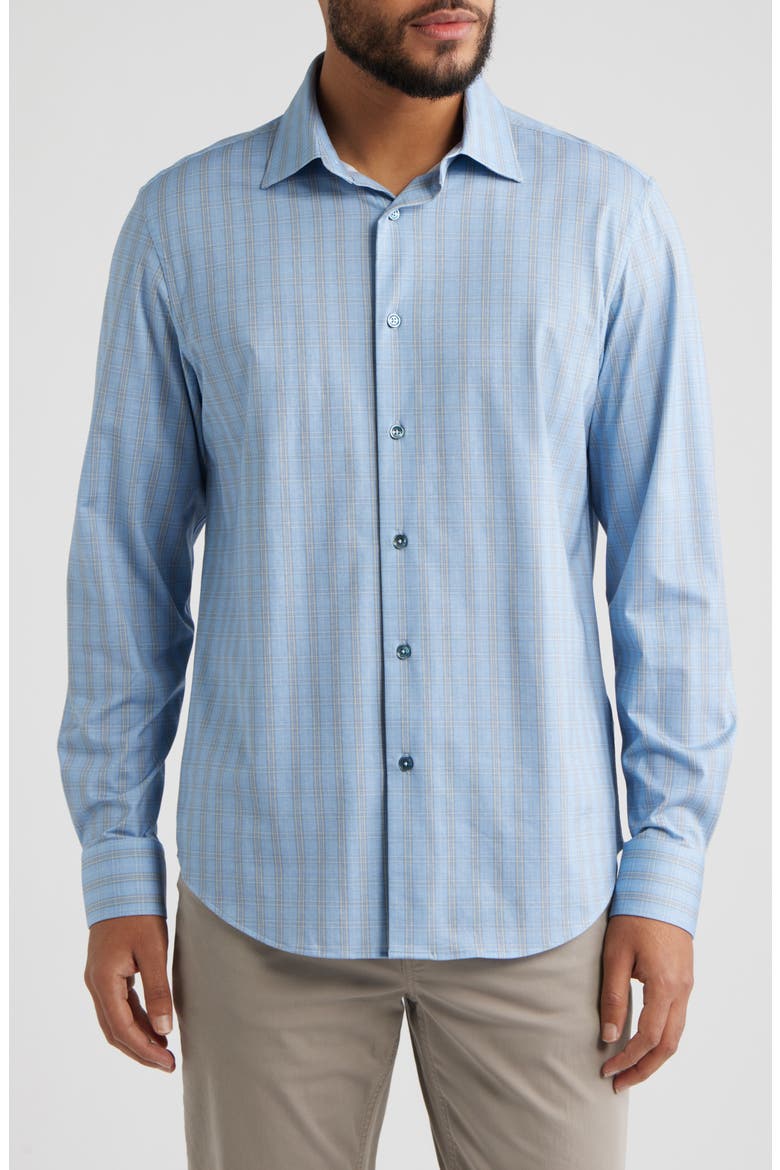 James OoohCotton® Plaid Button-Up Shirt, Main, color, AIR BLUE