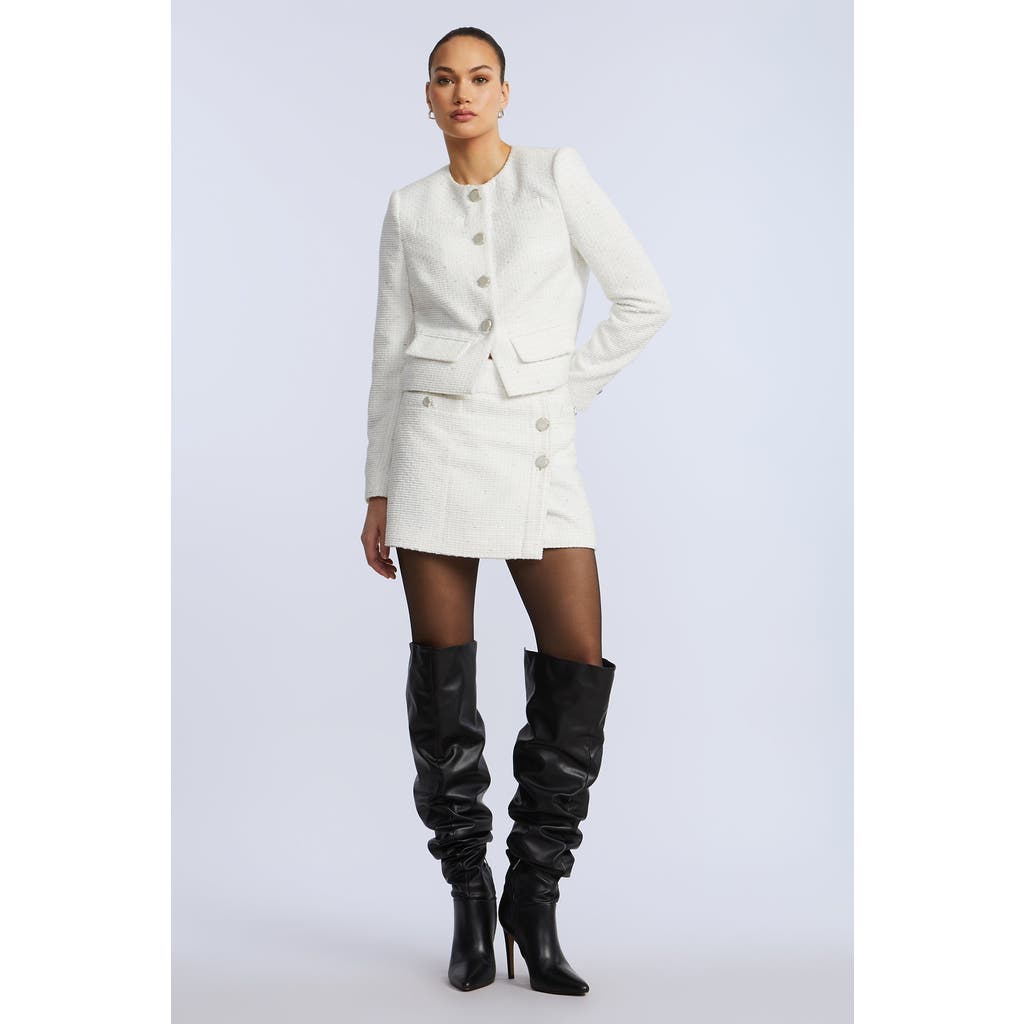 Bcbg Tweed Wrap Short Skirt In White