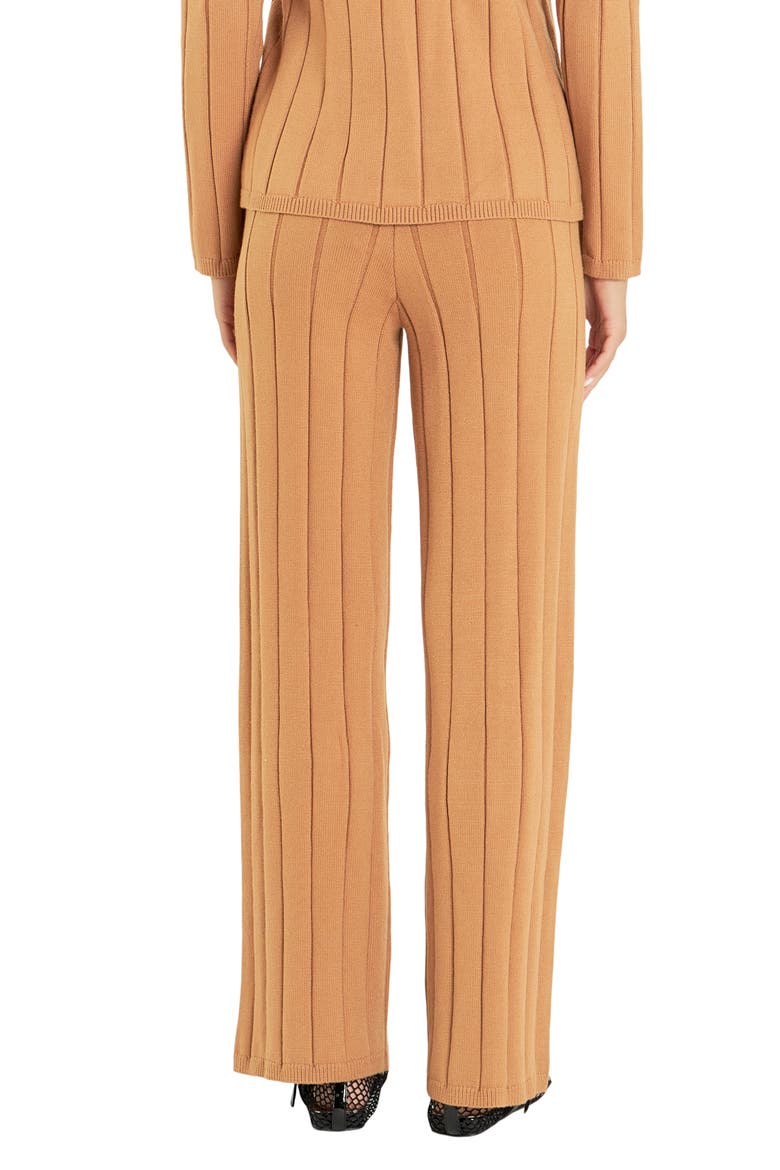 Pull-On Straight Leg Rib Knit Pants, Alternate, color, CAMEL