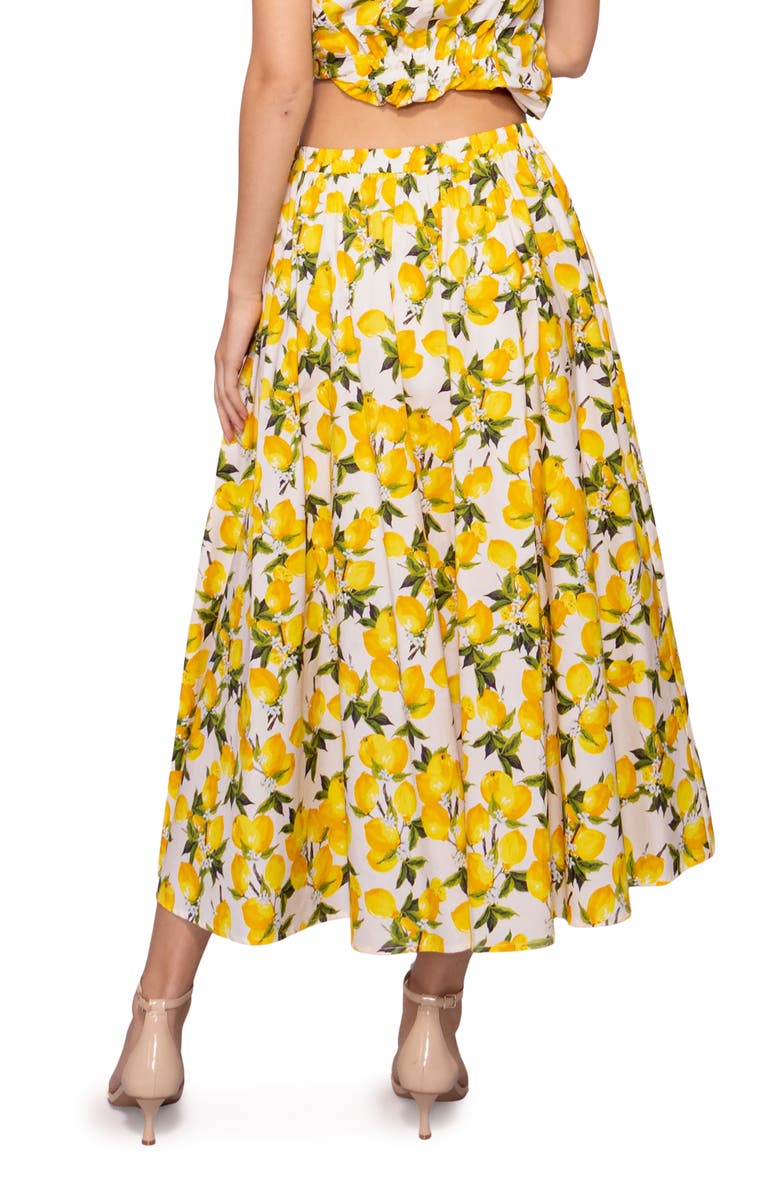 MELLODAY Lemon Poplin A-Line Maxi Skirt, Alternate, color, Lemon Print