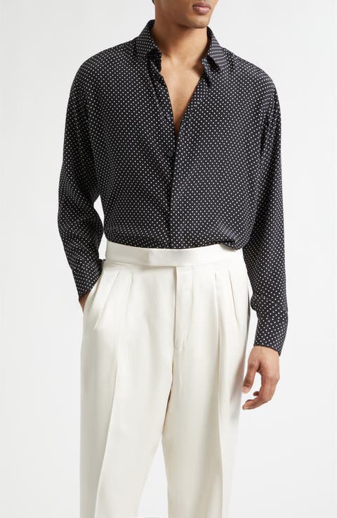Crêpe de Chine Polka Dot Classic Fit Shirt