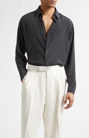 TOM FORD Crêpe de Chine Polka Dot Classic Fit Shirt