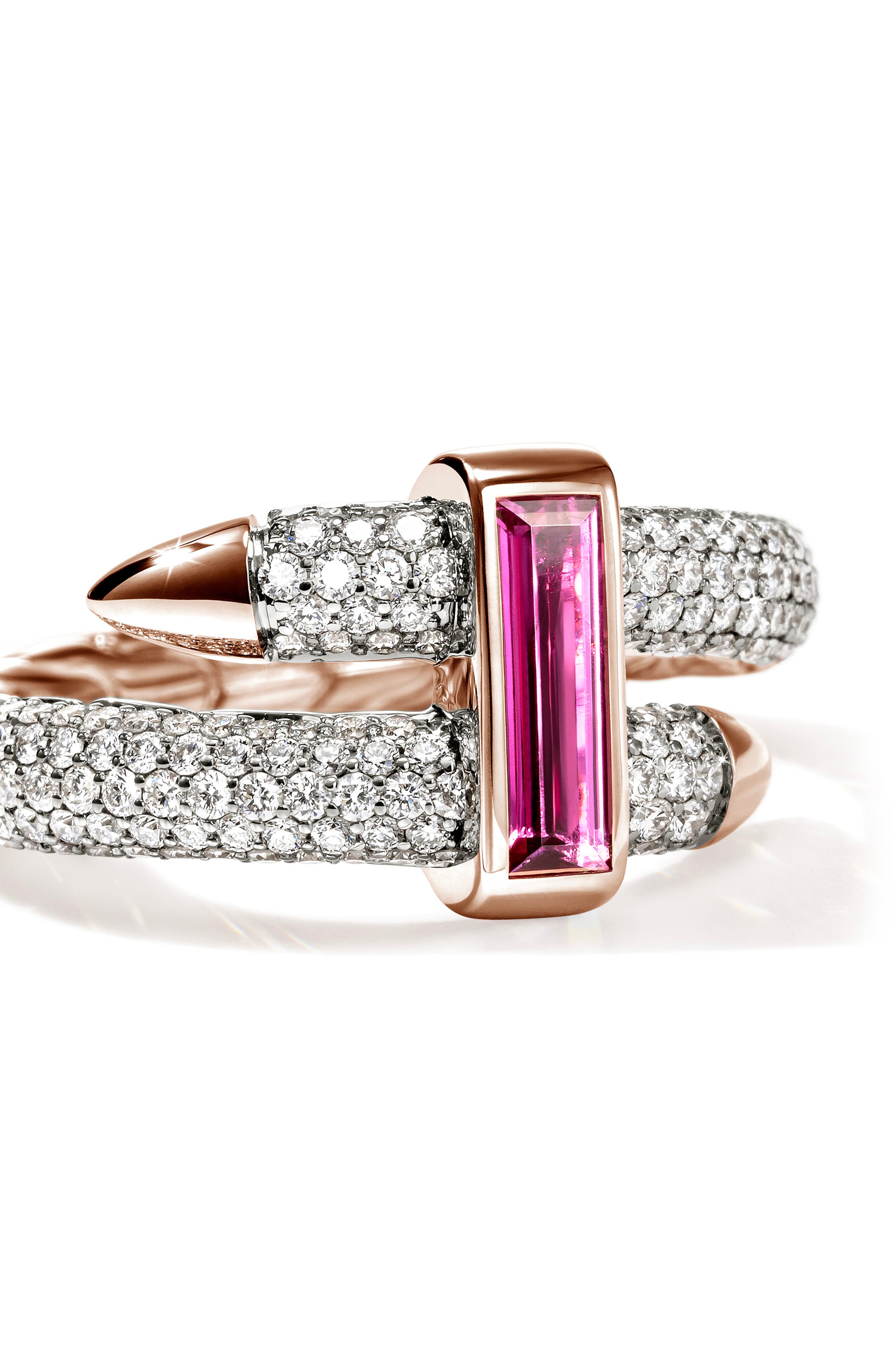 John Hardy Artisan Series 18k Rose Gold Rubellite & Diamond Spear Coil ...