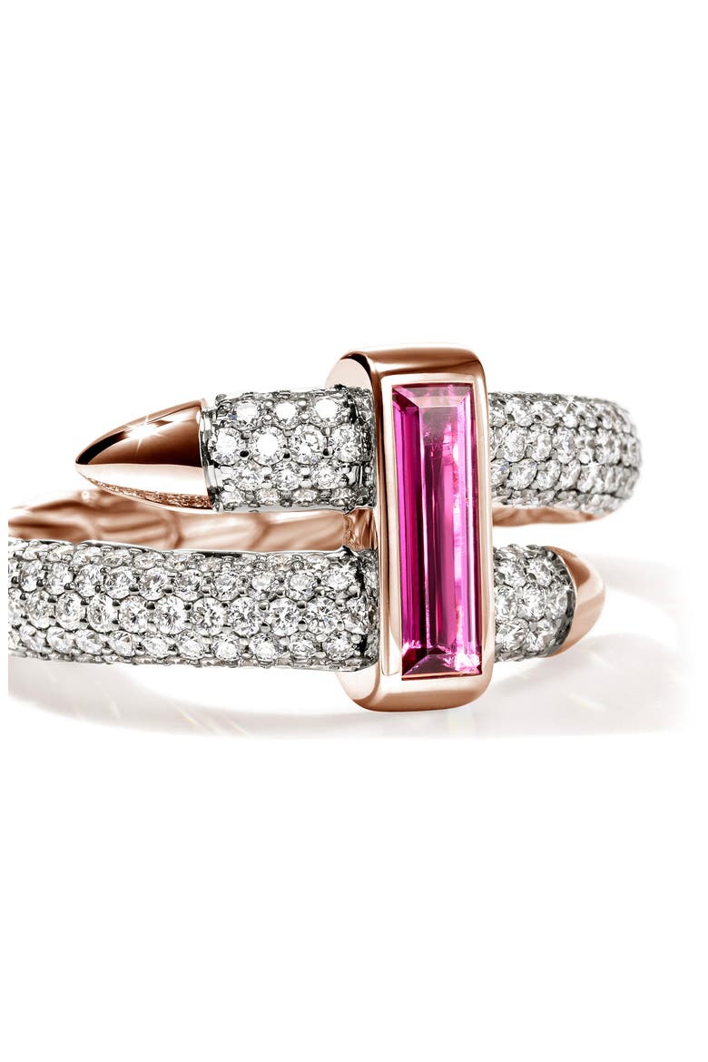 Artisan Series 18k Rose Gold Rubellite & Diamond Spear Coil Ring, Alternate, color, GOLD