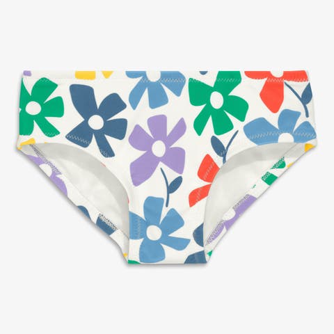 Kids Swim Bikini Bottom In Rainbow Blooms (Toddler, Little Kid, Big Kid)