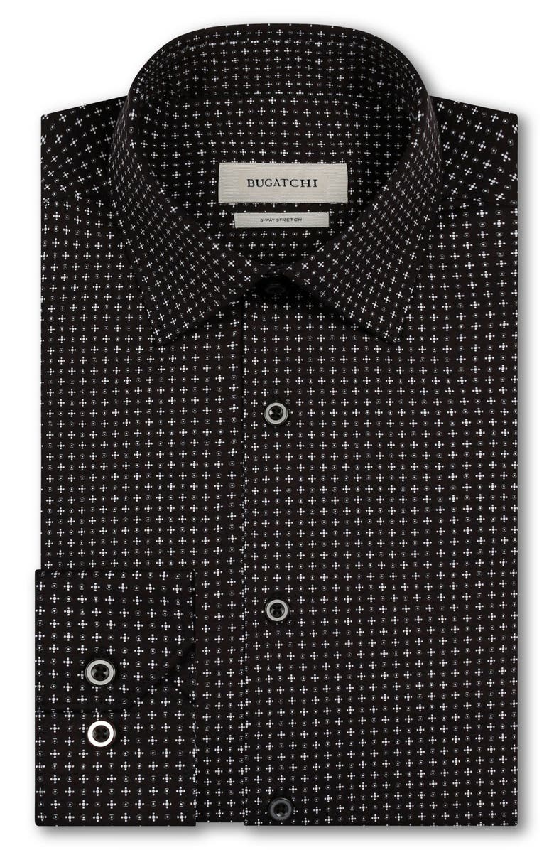 Bugatchi James OoohCotton<sup>®</sup> Geometric Print Button-Up Shirt, Alternate, color, Black