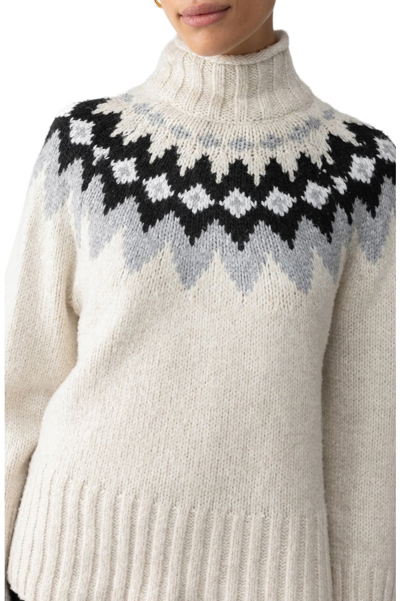 'Tis the Season Fair Isle Mock Neck Sweater, Alternate, color, TOASTED ALMOND