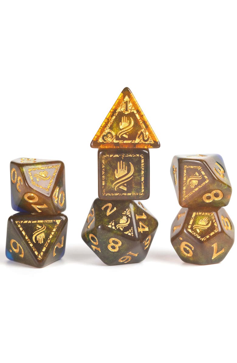 Dungeons & Dragons D&D Adventure Dice Monk Blue & Gold, 12Pc Rpg Set, Alternate, color, Multicolored