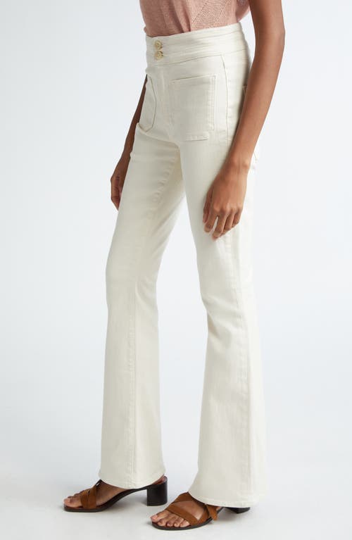 Veronica Beard Beverly Patch Pocket Skinny Flare Jeans In Ecru