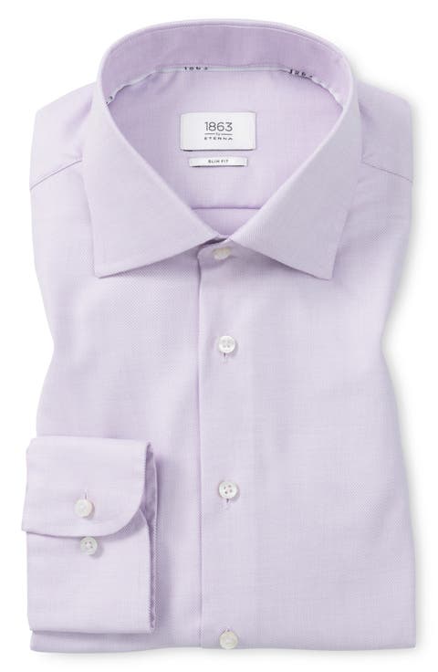 Slim Fit Structured Twill Dress Shirt