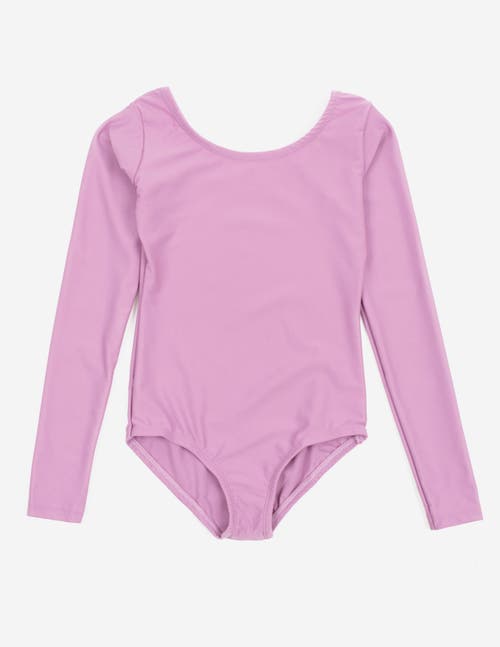 Leveret Girls Long Sleeve Leotard In Pink