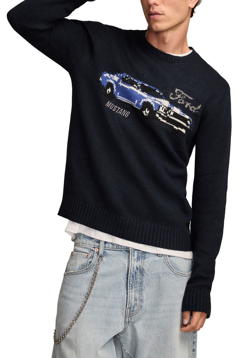 Mustang Cotton Blend Sweater, Main, color, CADET NAVY