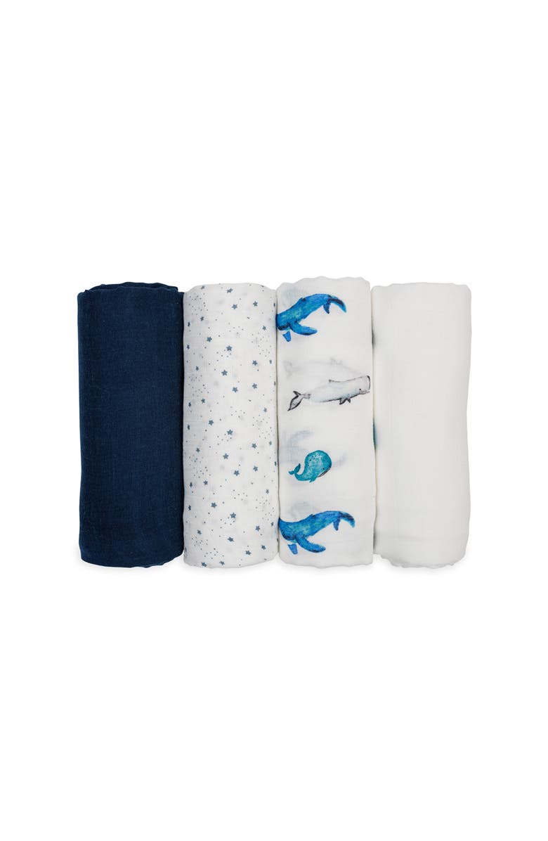 Lulujo Muslin Swaddles 4 Pack, Main, color, Whales & Stars