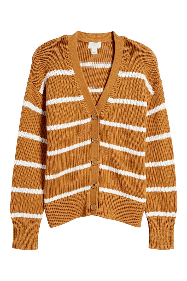 Pima Cotton Cardigan, Alternate, color, TAN SUGAR- IVORY CLOUD STRIPE