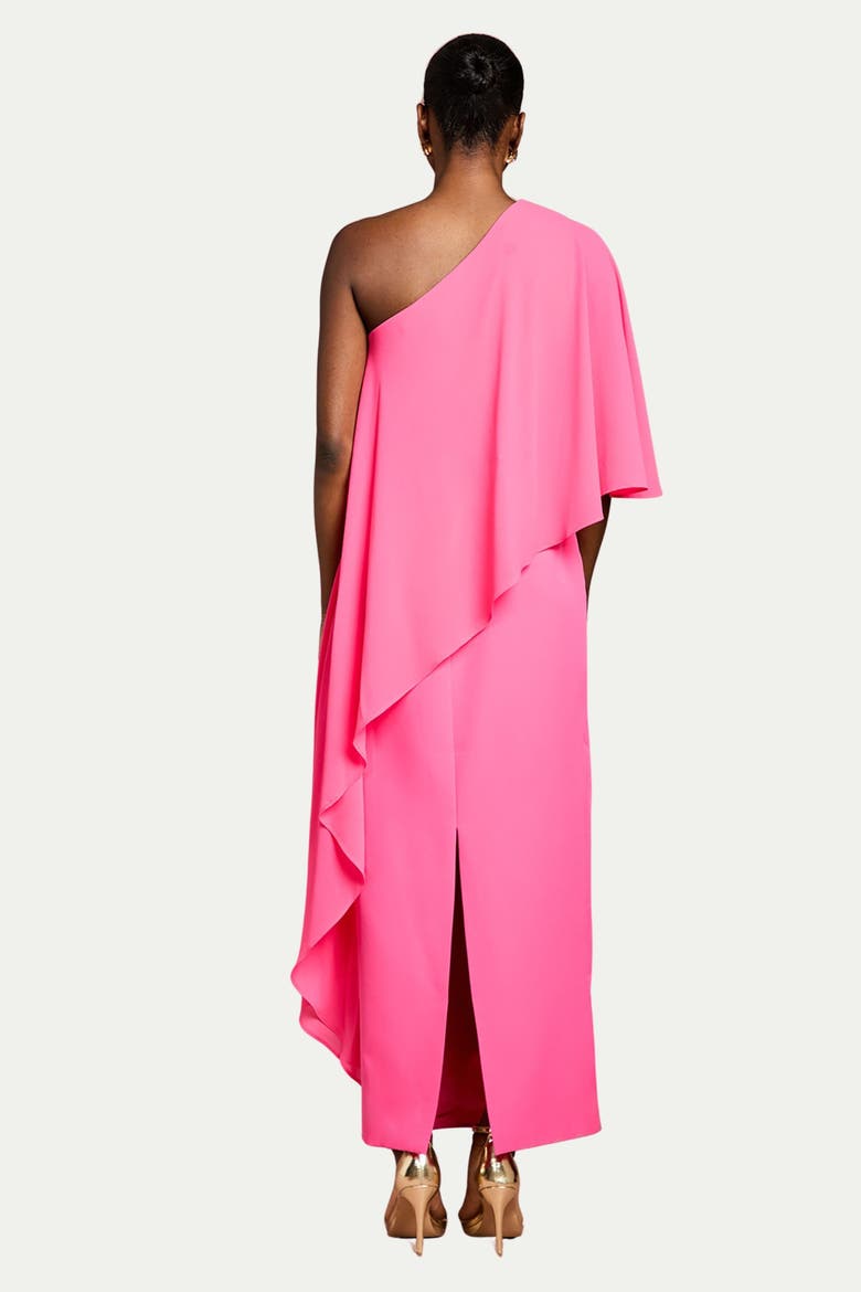 Chiffon Cape Crepe Pencil Dress, Alternate, color, Magenta