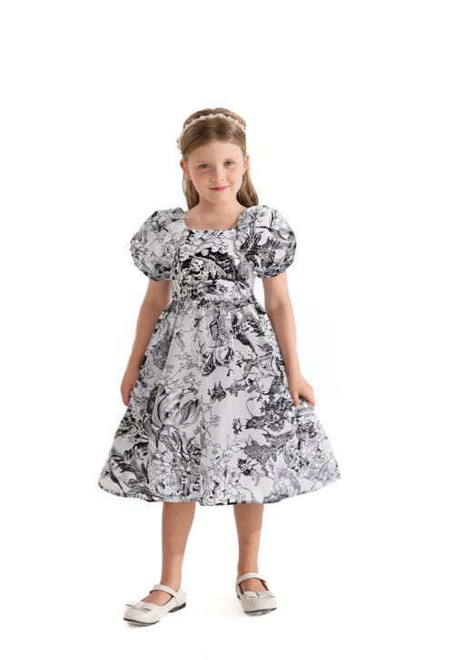 Sweet Cactus Encre Floral Garden Dress In Black