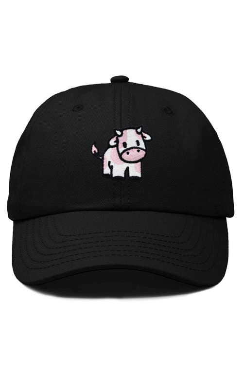 Dalix Strawberry Cow Embroidered Cap In Black