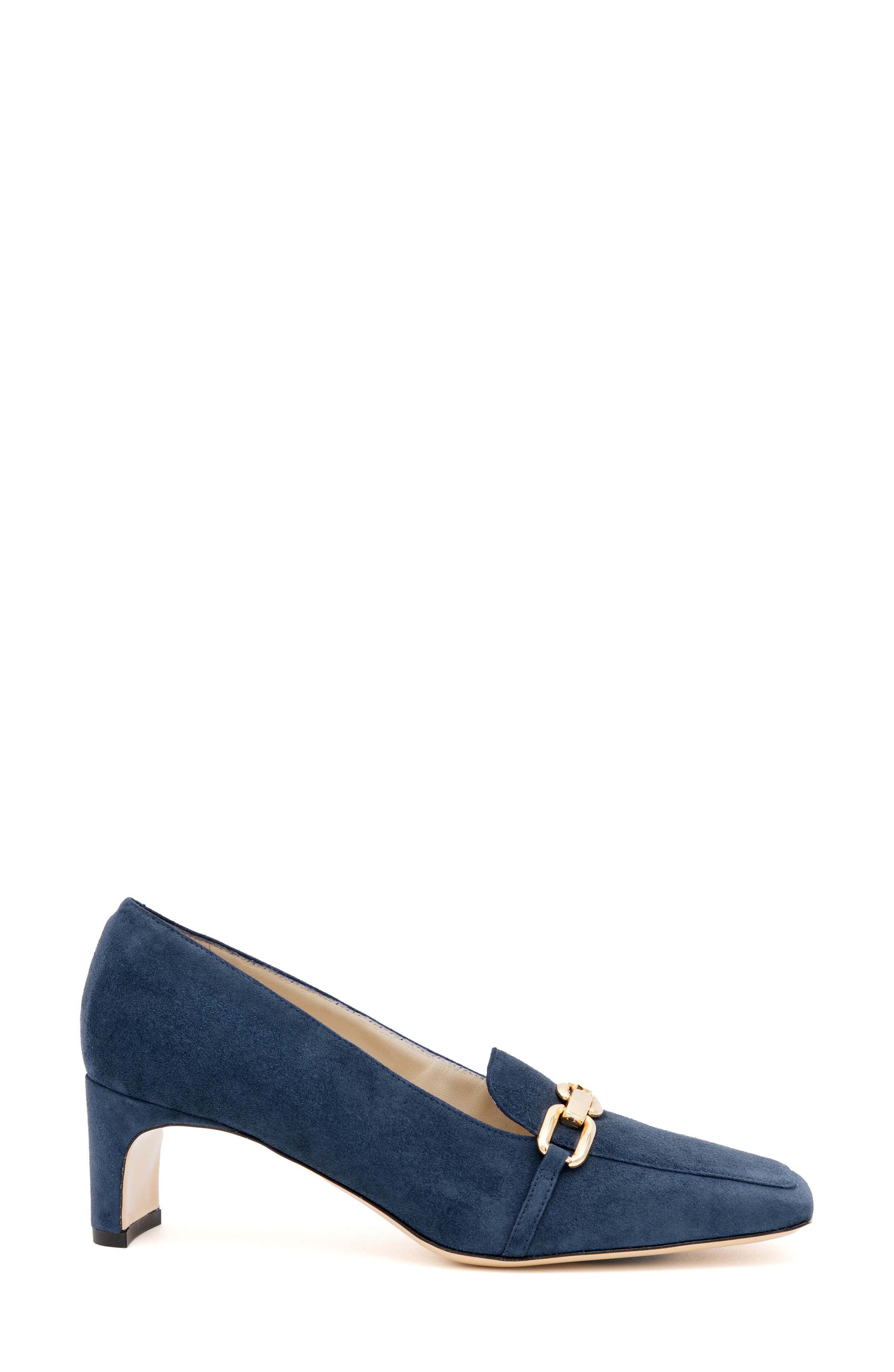 Settimio Bit Loafer Pump, Alternate, color, NAVY CASHMERE GOLD ORNAMENT