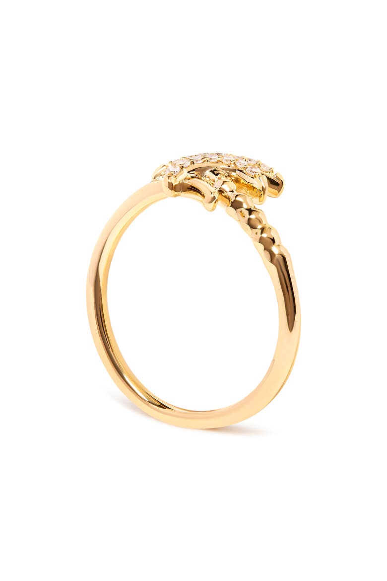 10K Yellow Gold 1/10 Cttw Diamond Palm Tree Statement Ring, Alternate, color, Yellow