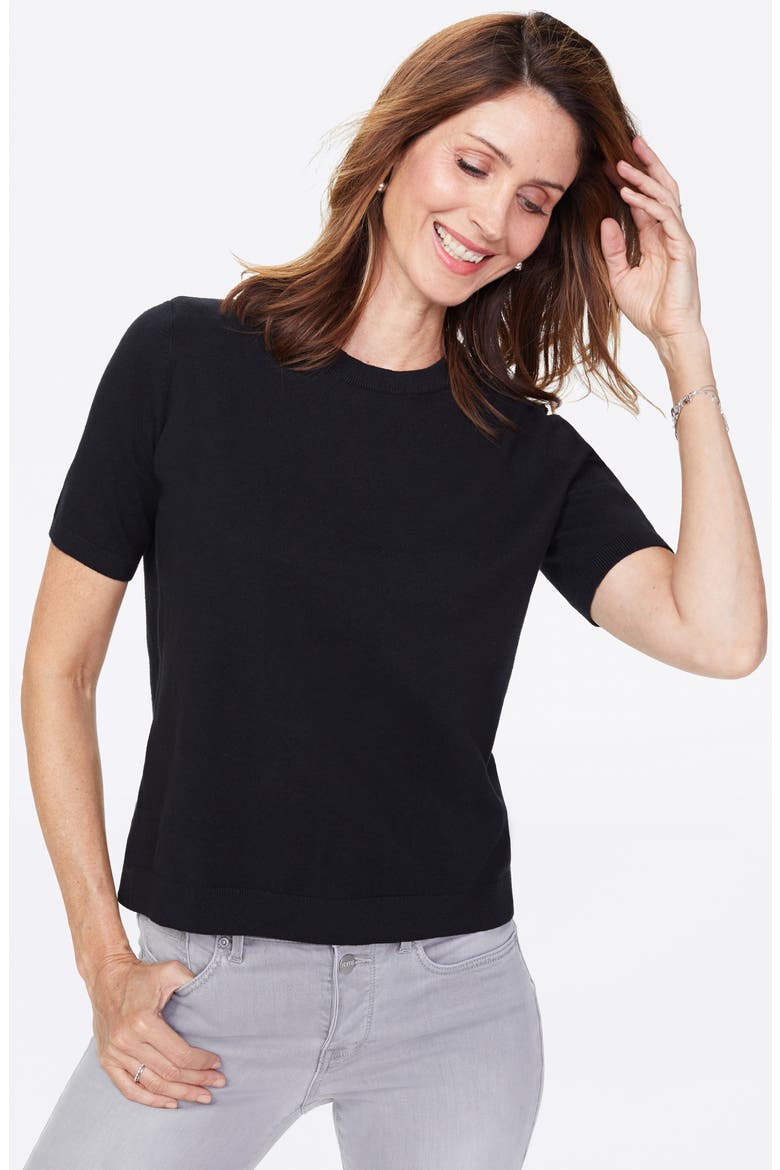 Short Sleeve Knit Top, Alternate, color, BLACK