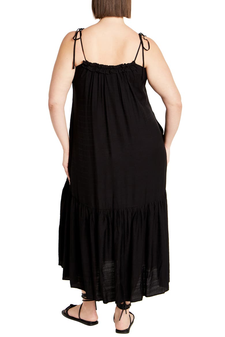 Erica Tiered Tie Strap High-Low Dress, Alternate, color, BLACK