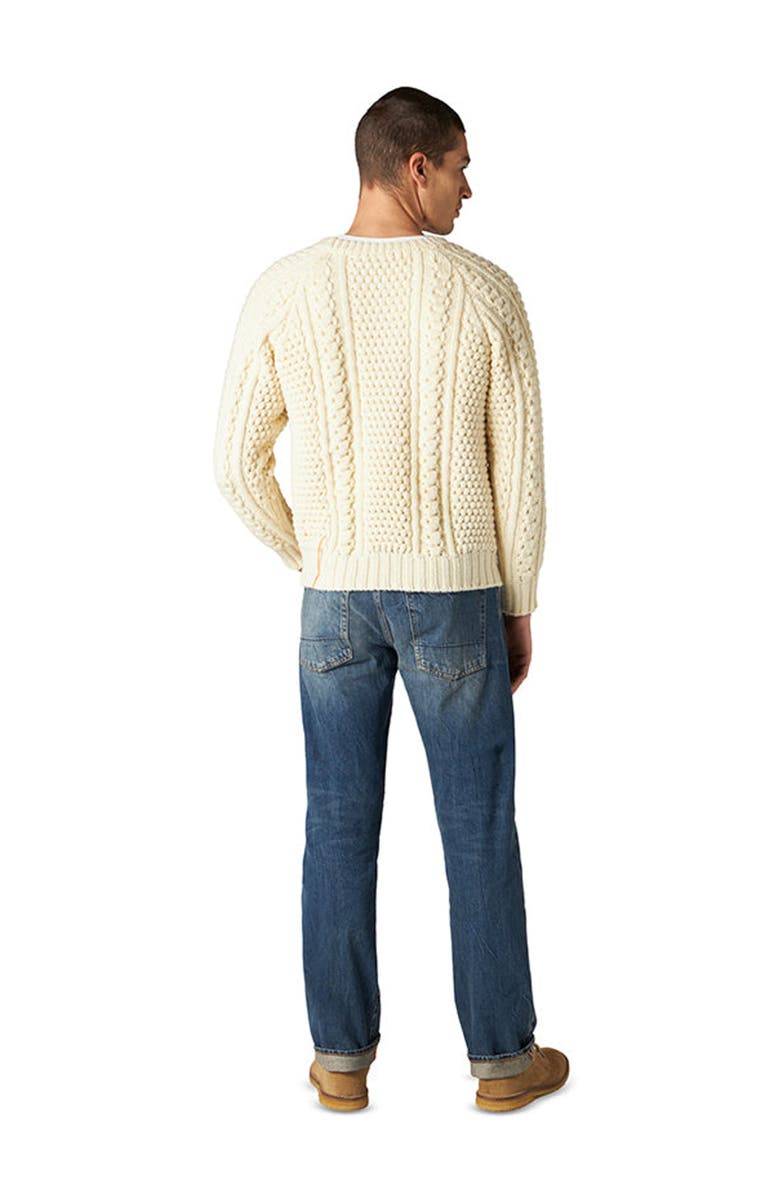 Fortela Aston Cable Knit Wool Crewneck Sweater, Alternate, color, White