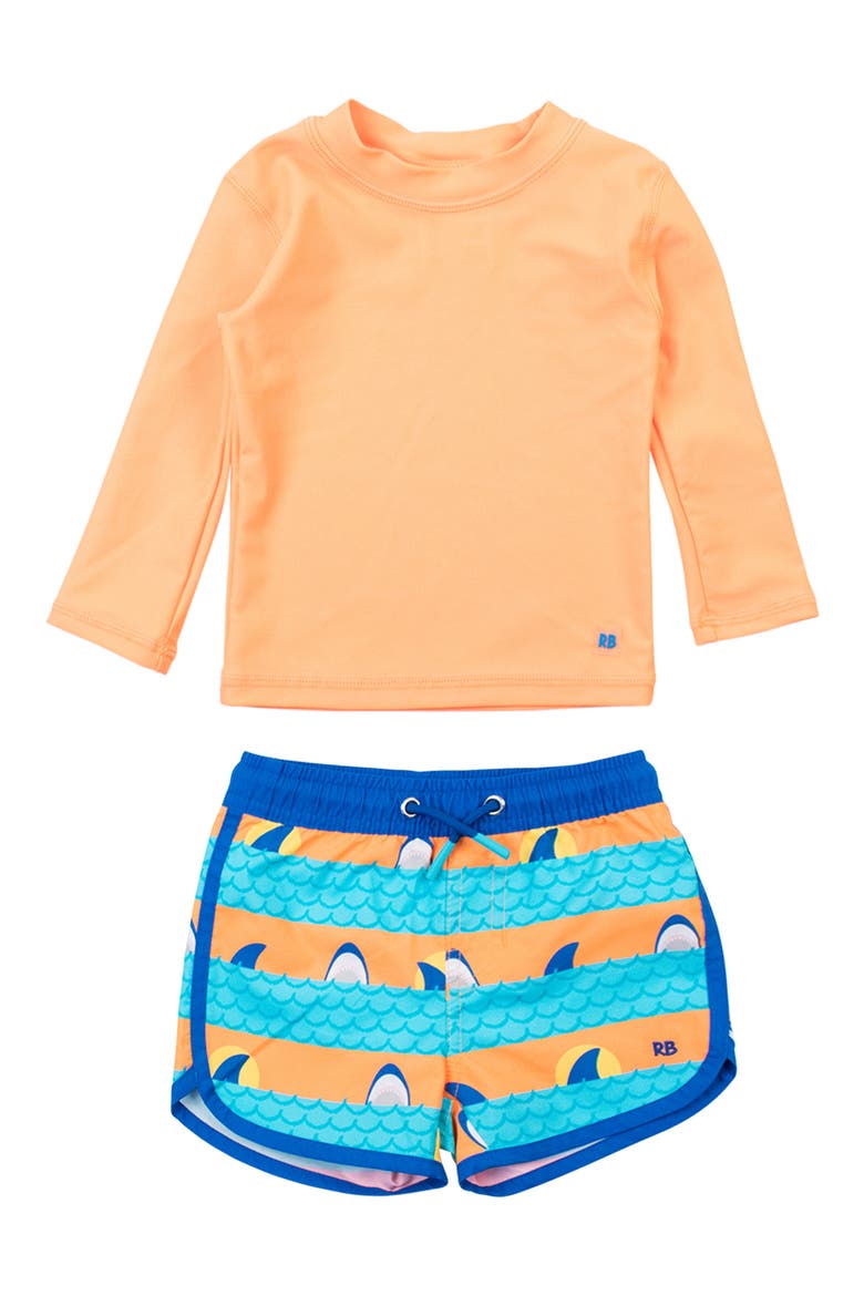 Long Sleeve Two-Piece Rashguard Swimsuit, Main, color, ORANGE