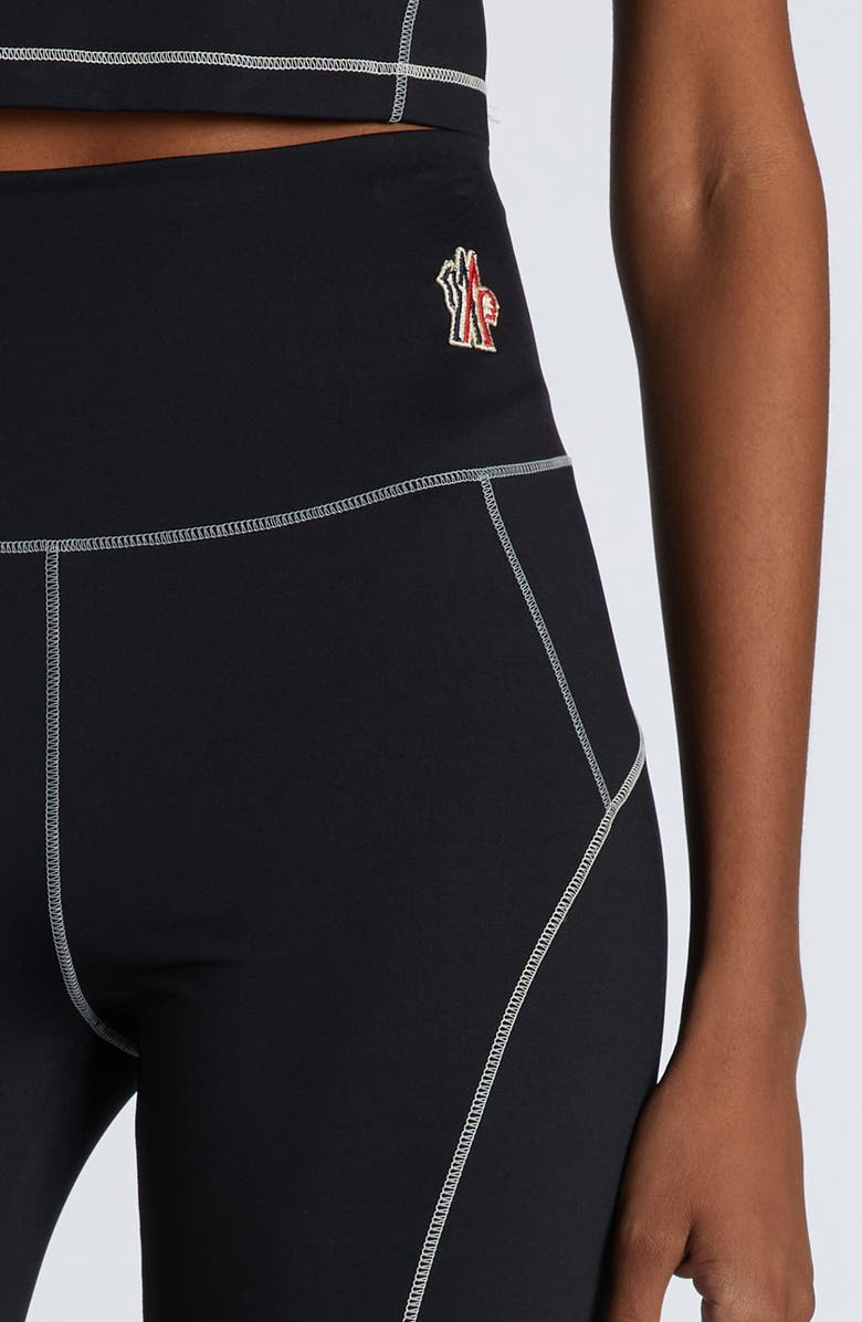 Moncler Grenoble Contrast Seam Crop Leggings, Alternate, color, Black